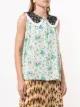 MSGM sleeveless floral lace-collar blouse