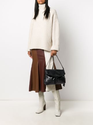 fold over leather tote bag展示图