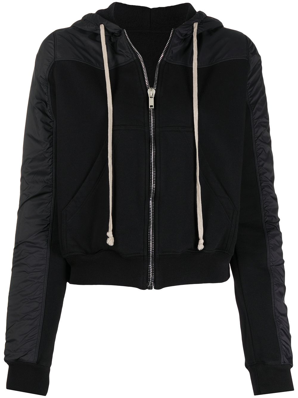 фото Rick owens drkshdw drawstring zip hoodie with contrasting textures