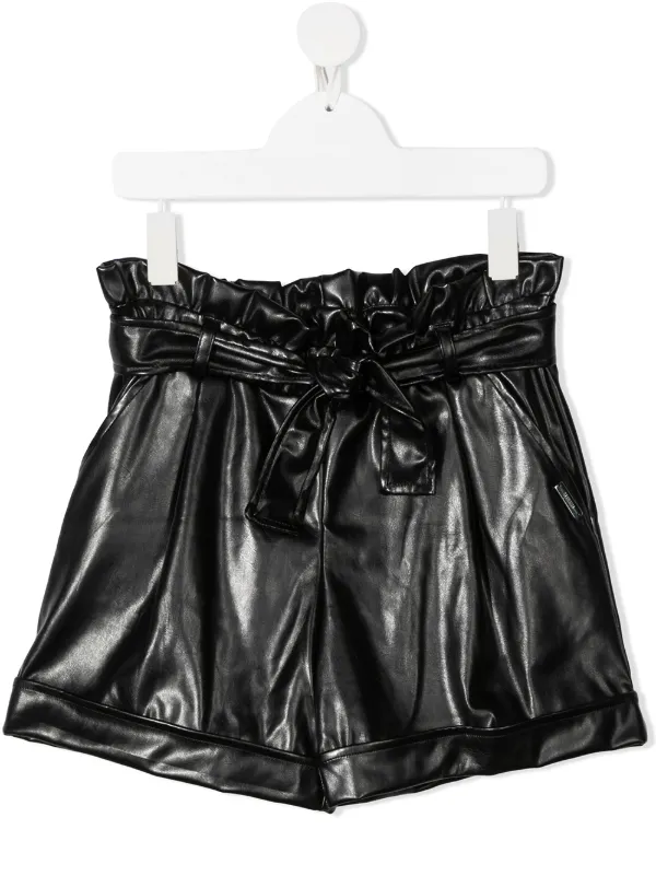 MSGM Kids faux-leather tie-waist shorts 