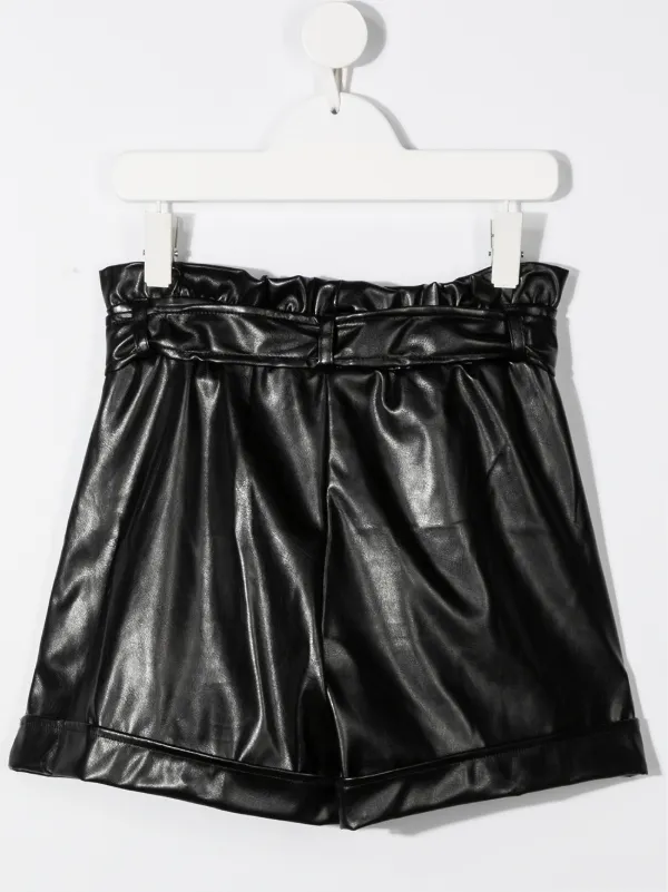 MSGM Kids faux-leather tie-waist shorts 