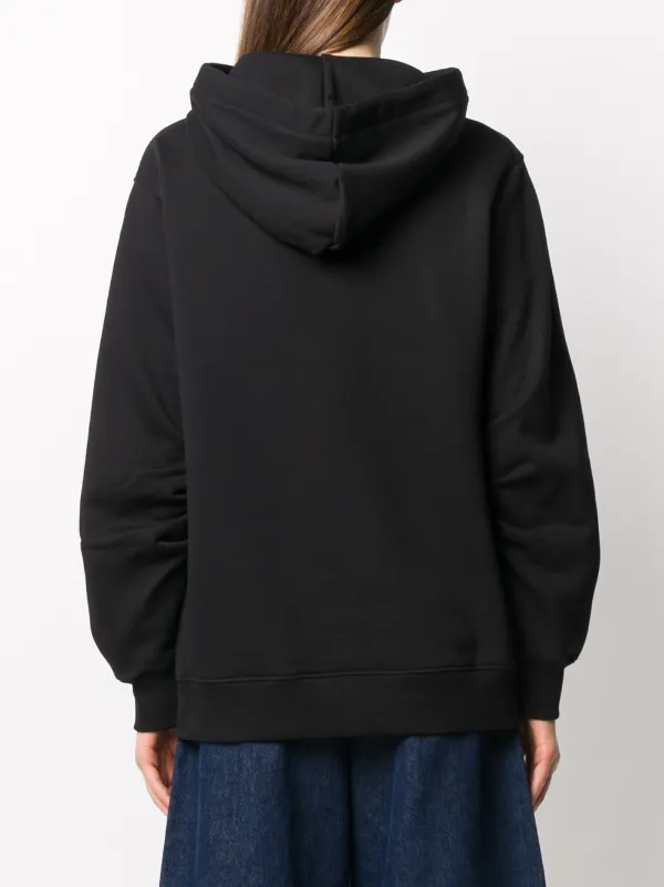 Moschino Logo Embroidery Hoodie | Black | FARFETCH