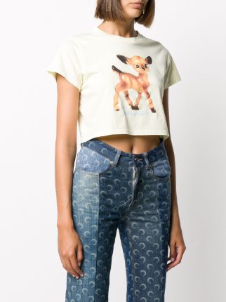 Deer-print crop T-shirt展示图