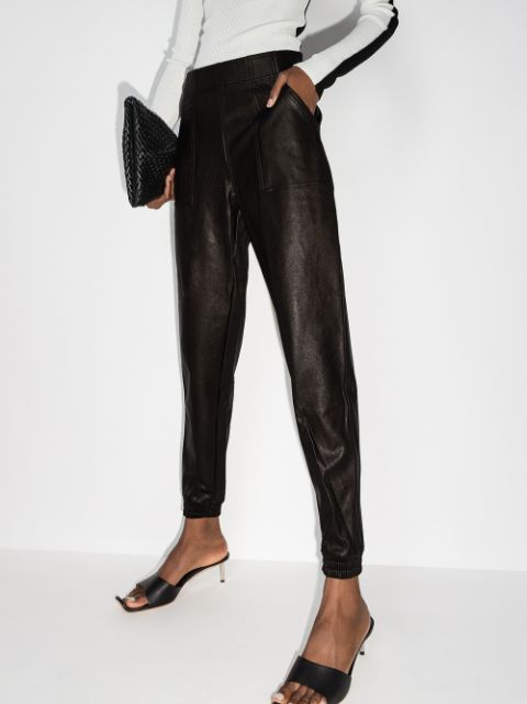 faux leather track pants