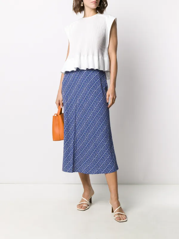 dvf high waisted fitted midi skirt