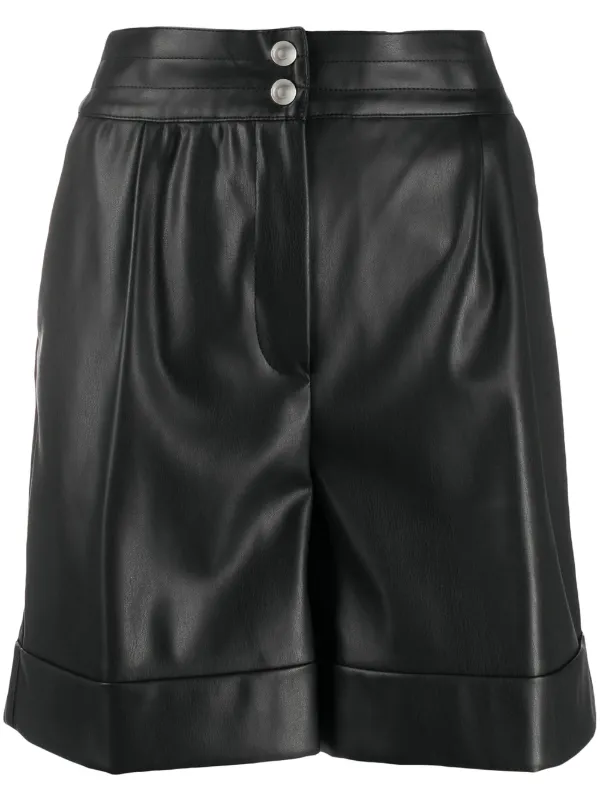 black pleather high waisted shorts