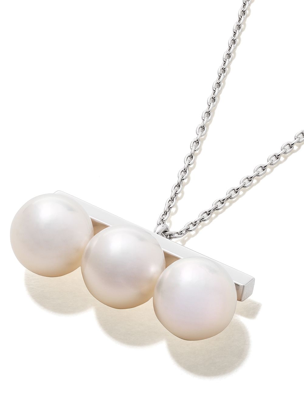 Shop Tasaki 18kt White Gold Collection Line Balance Neo Akoya Pearl Pendant In Silver