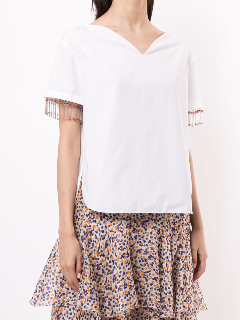 фото Delpozo heart neckline bead trim t-shirt