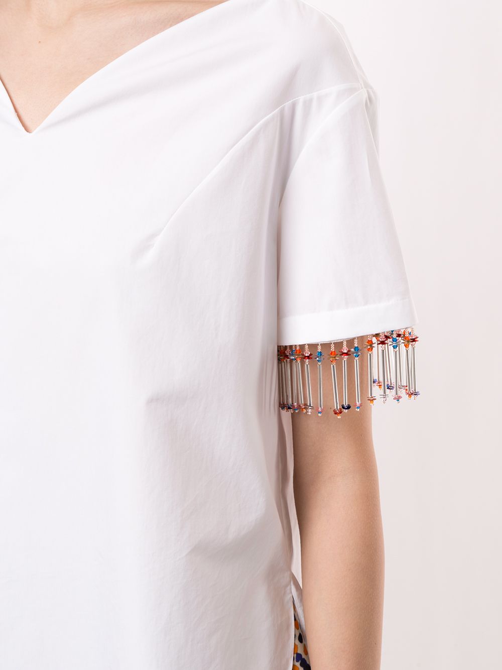 фото Delpozo heart neckline bead trim t-shirt