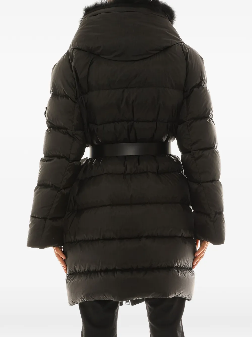  Ermanno Scervino Strukturierter Mantel Mit Gürtel   Schwarz 