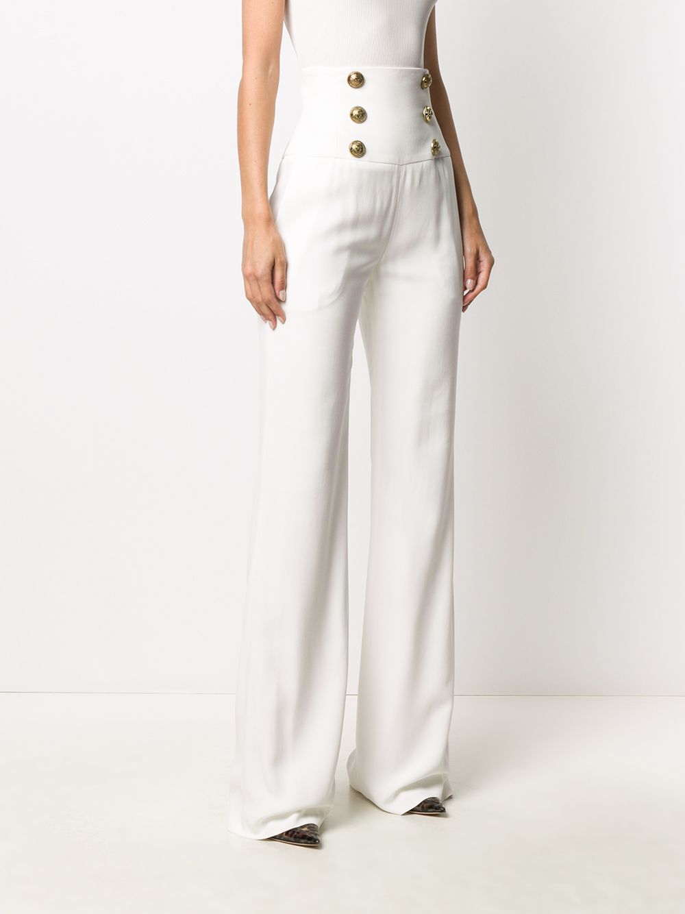 Balmain High Waist Flare Trousers - Farfetch