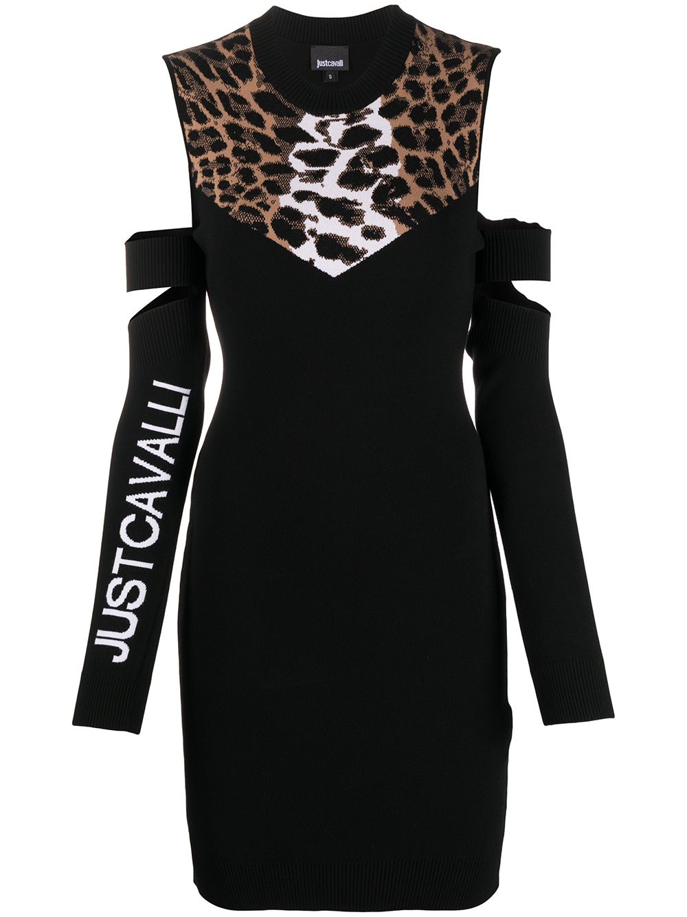 фото Just cavalli платье-джемпер длины мини с леопардовым принтом