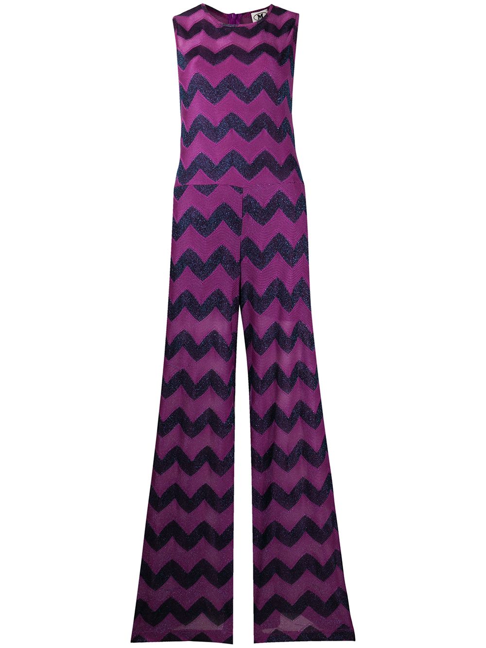 Shop M Missoni Zig-zag Flared Jumpsuit In Purple