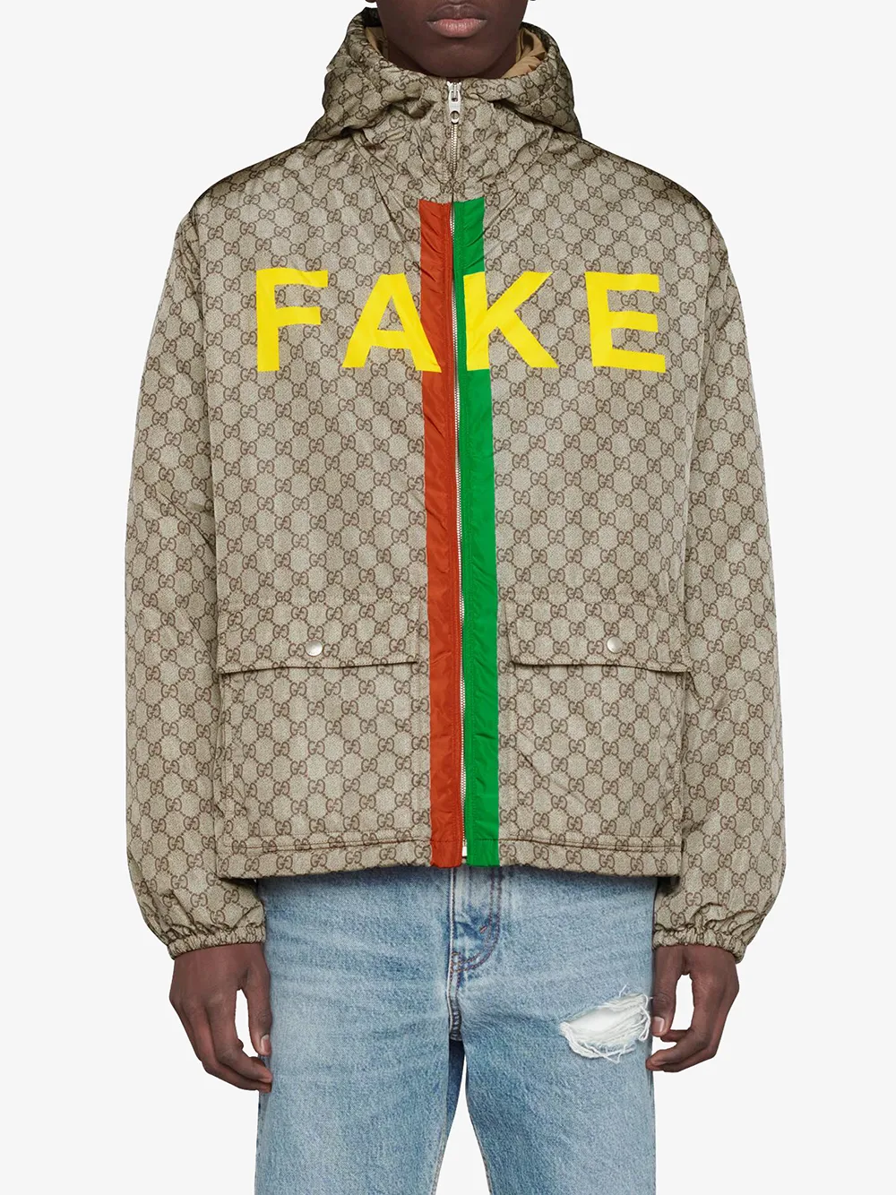 Gucci Fake/Not Print GG Nylon Jacket - Farfetch