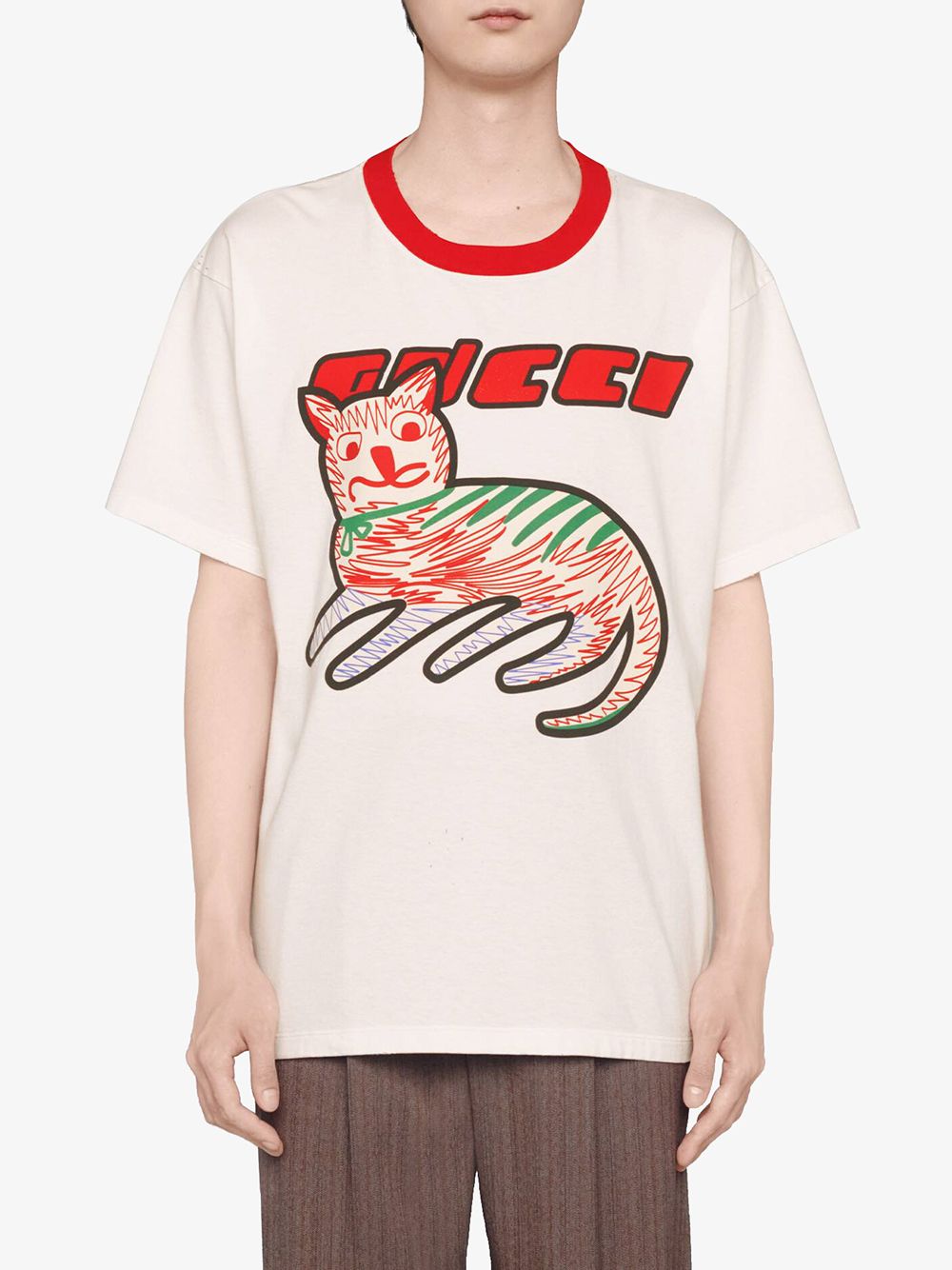 specielt Tag væk Kartofler Gucci cat-print organic-cotton T-shirt - Farfetch