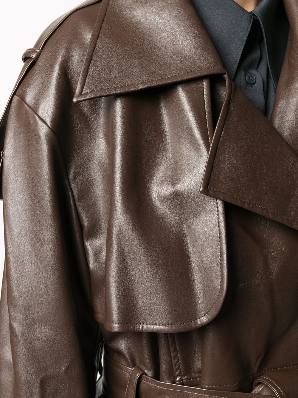 фото Low classic faux leather trench coat