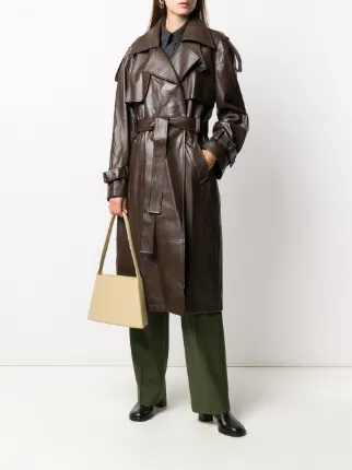 faux leather trench coat展示图