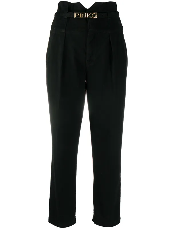 high waisted buckle trousers