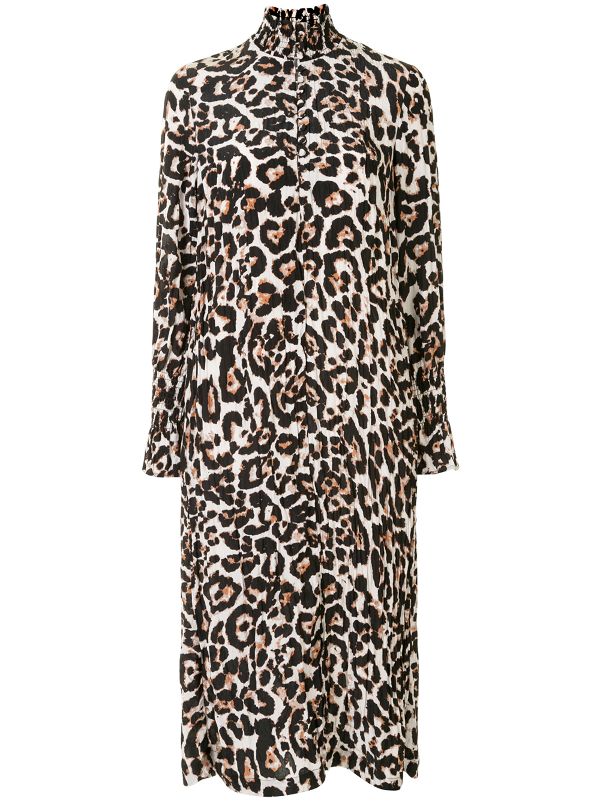 black and white leopard print shirt dress