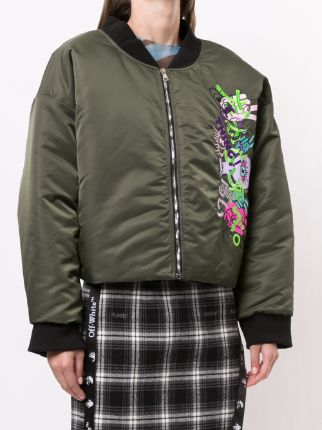 embroidered motif cropped bomber jacket展示图