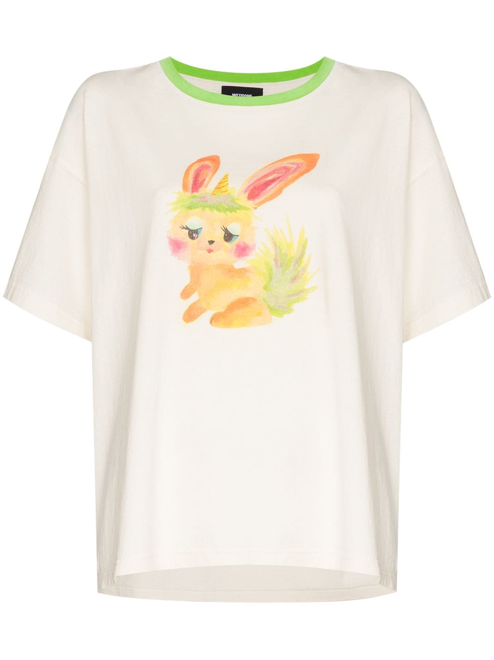 Shop We11 Done Bunny-print Crew-neck T-shirt In Neutrals