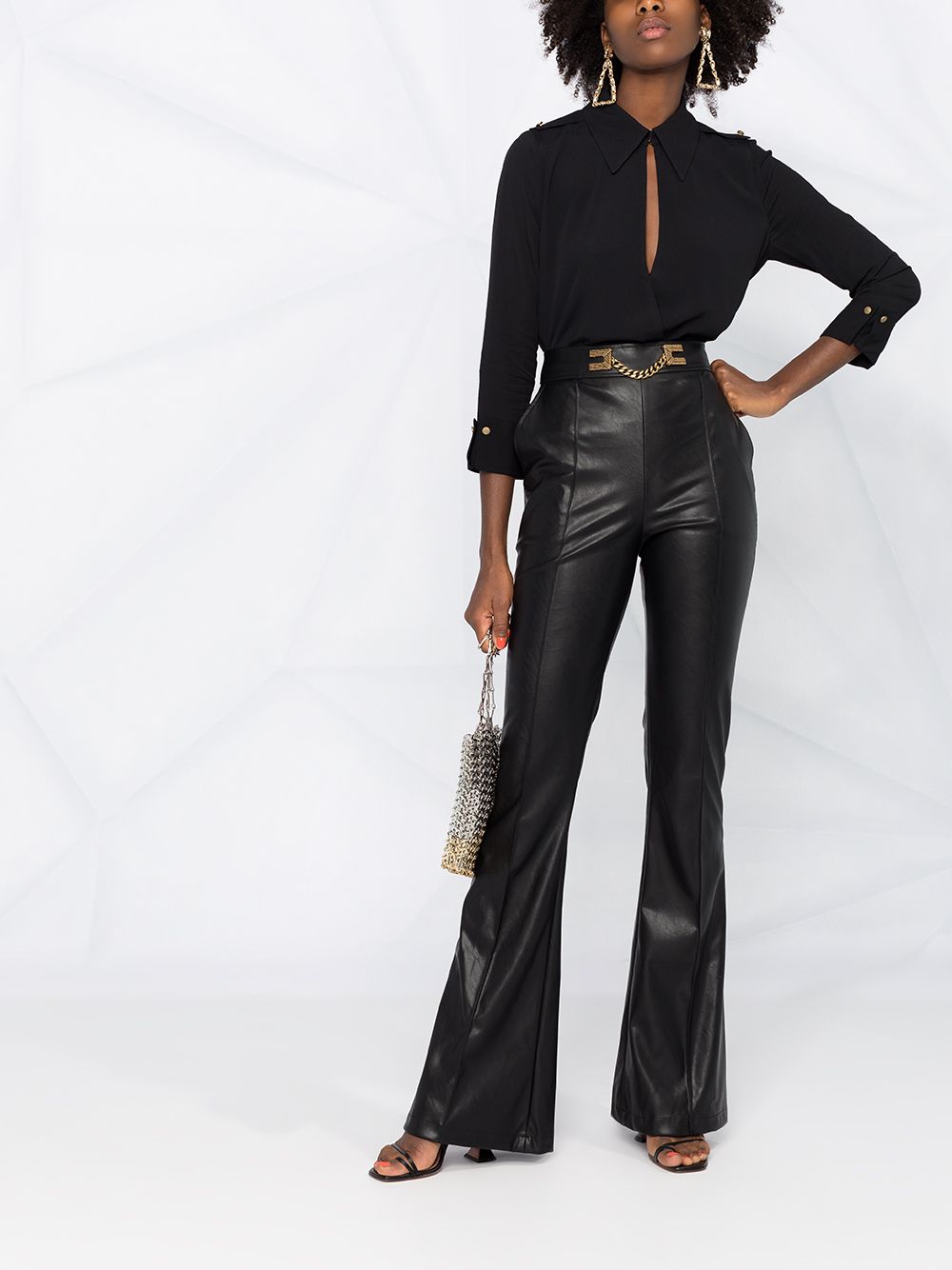 фото Elisabetta franchi flared embellished chain trousers