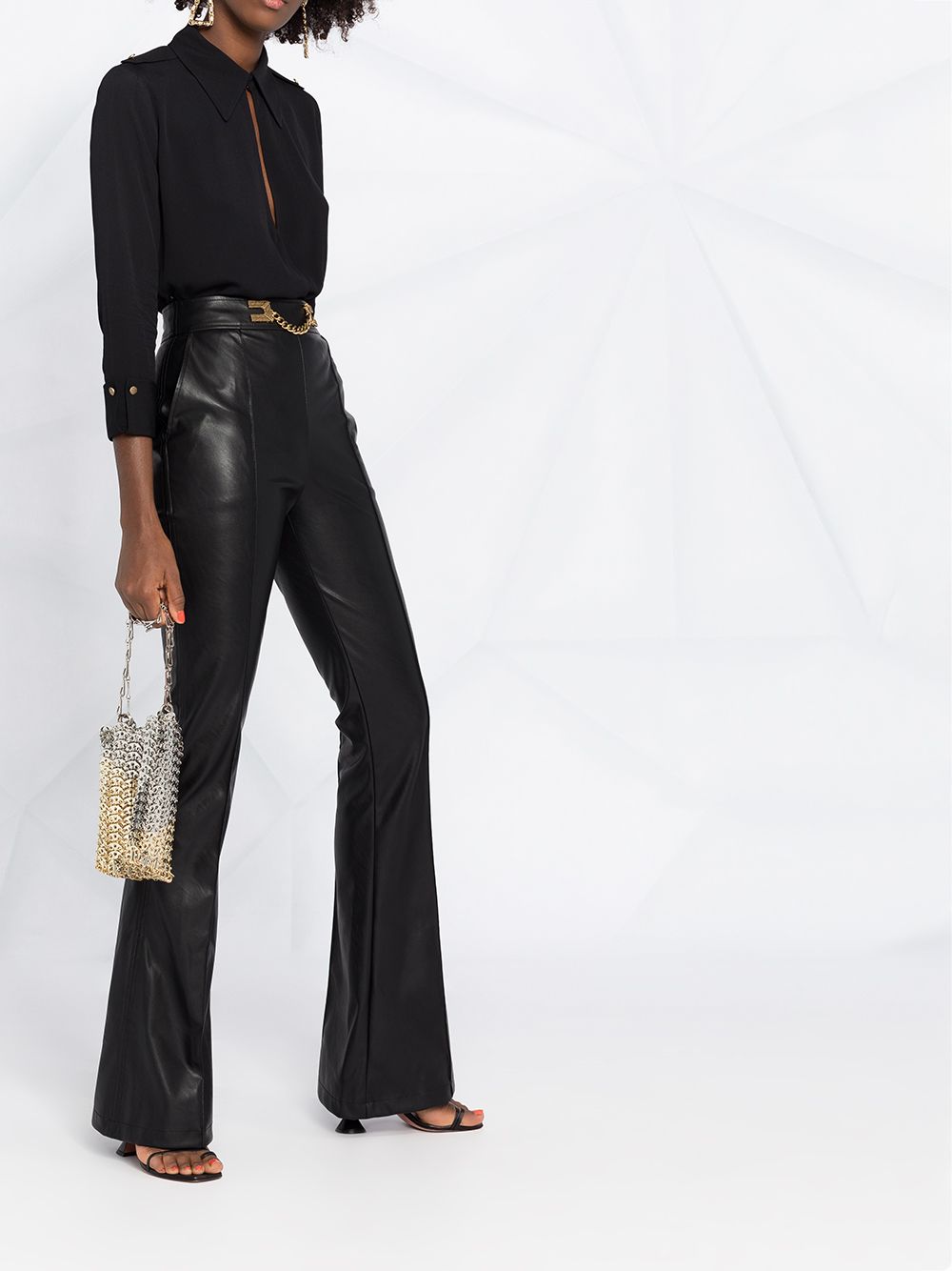 фото Elisabetta franchi flared embellished chain trousers