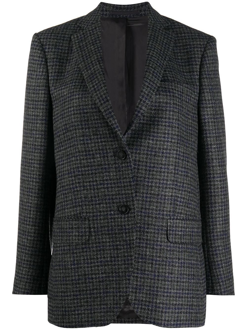 Shop Officine Generale Houndstooth Single Breasted Blazer In Grey