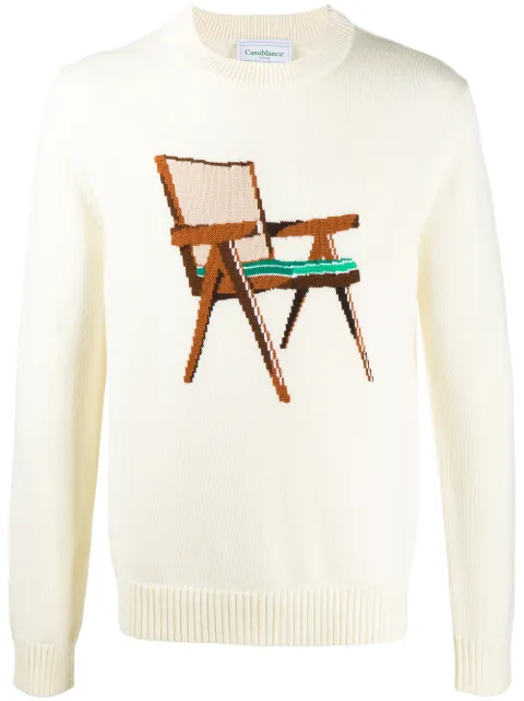 Casablanca suéter con motivo de silla en intarsia