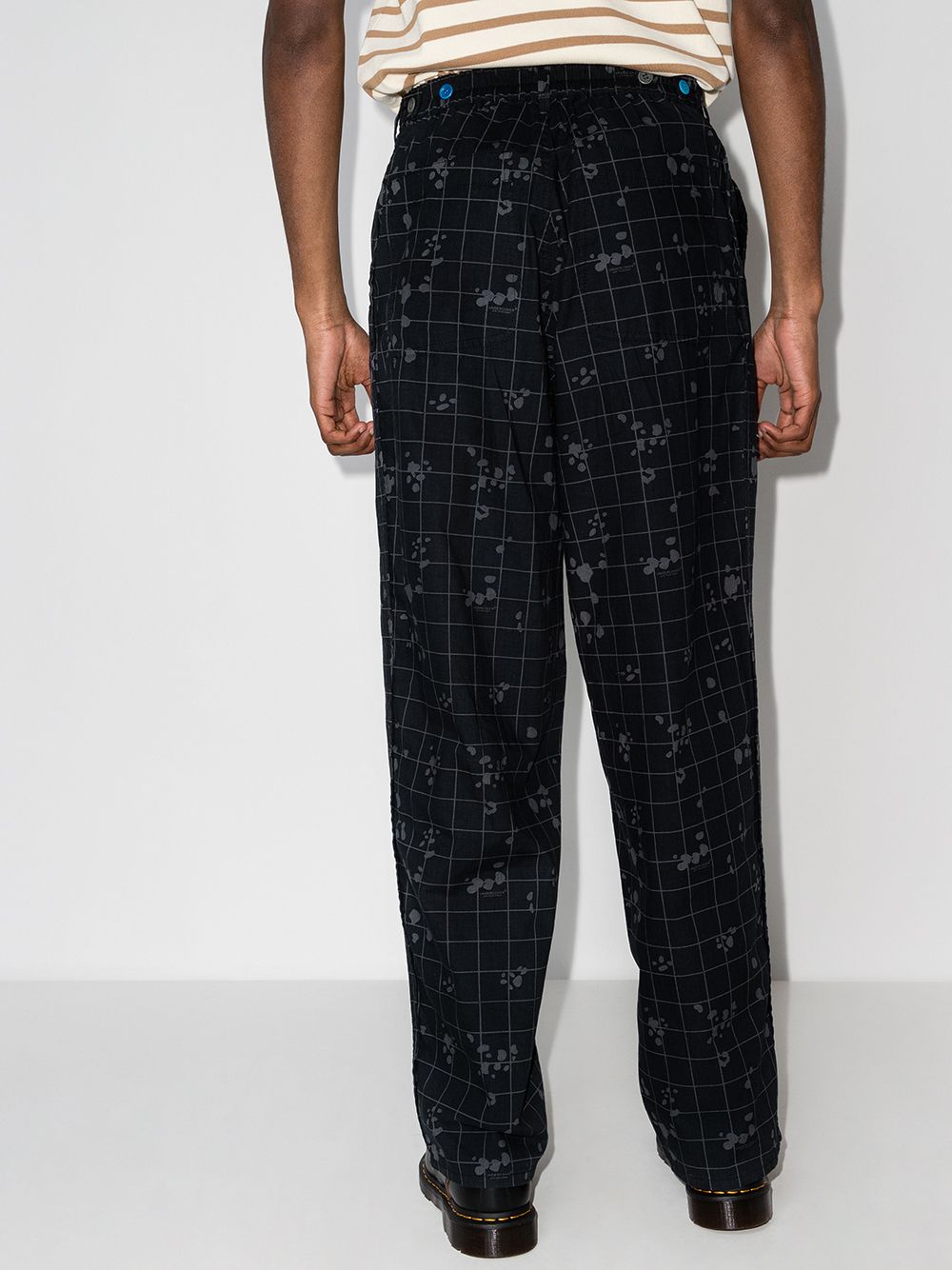 Shop Undercover Check-pattern Loose-fit Trousers In Black