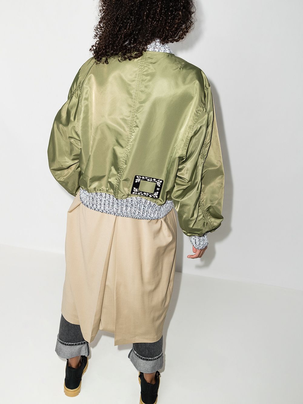 Shop We11 Done Logo-patch Layered Trench Coat In Green