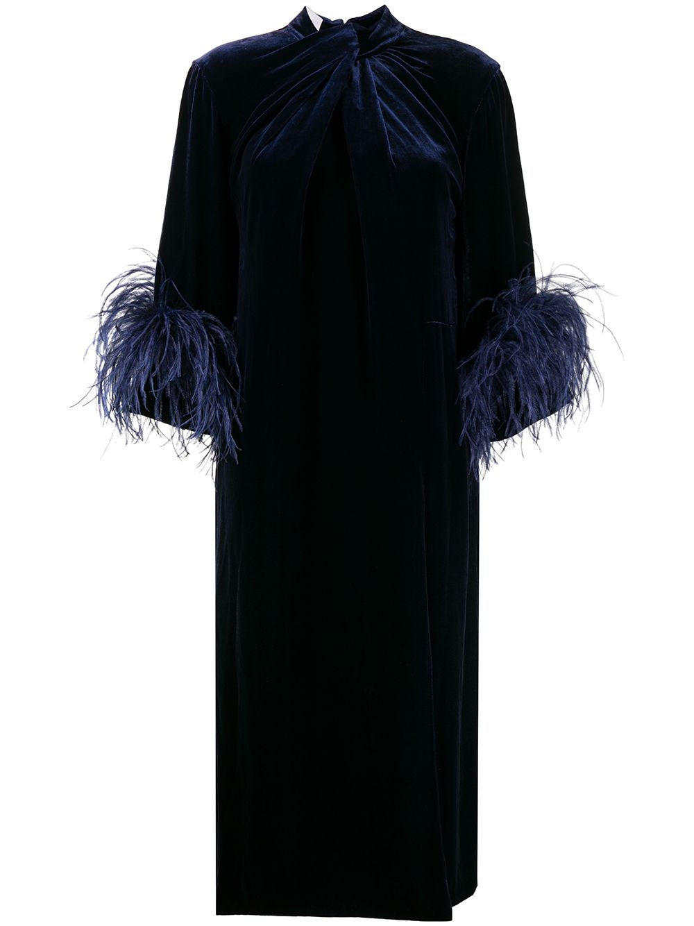 фото 16arlington feather-cuff velvet midi dress