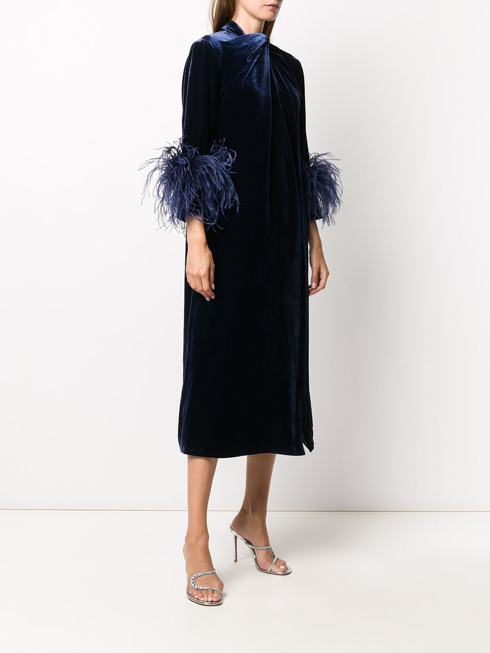 фото 16arlington feather-cuff velvet midi dress