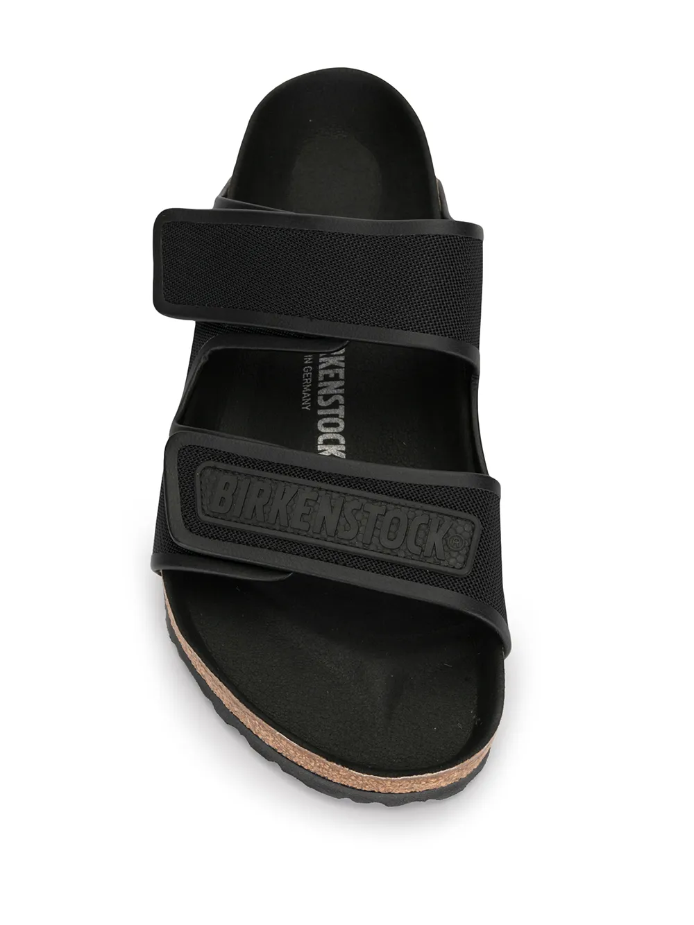 black double strap flat sandals