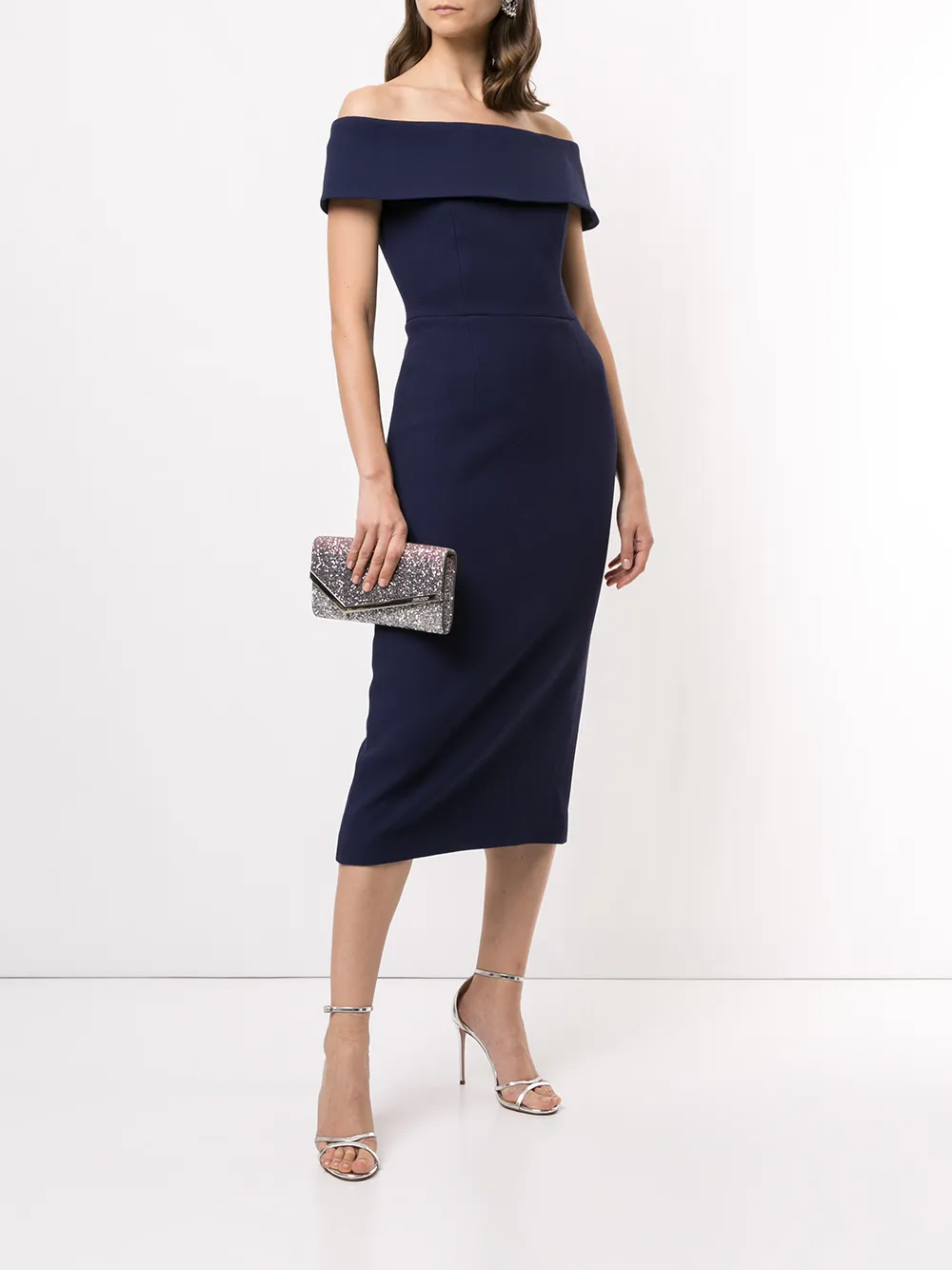 Rebecca Vallance Off-shoulder midi-jurk - Blauw