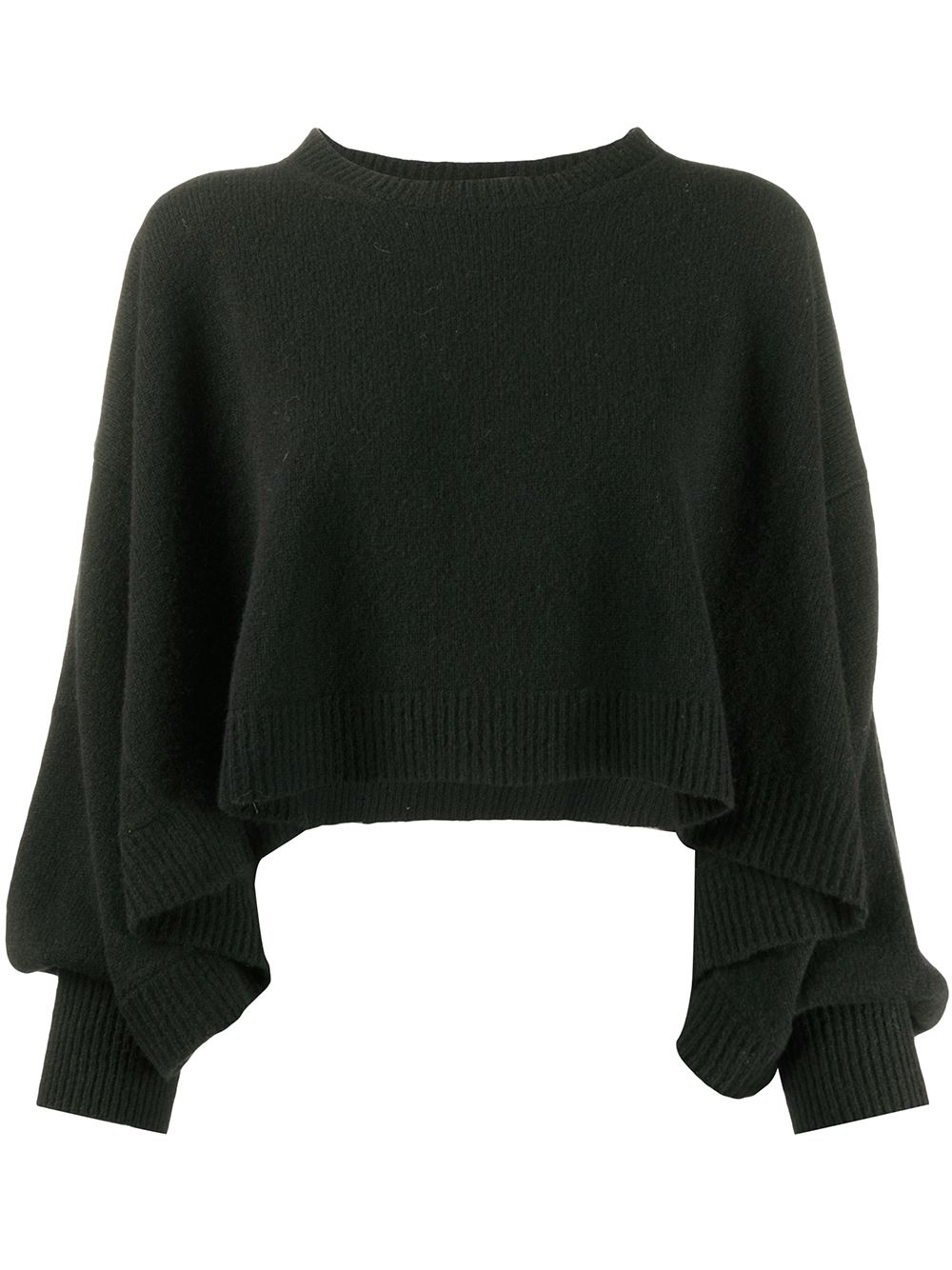 Federica Tosi Balloon-sleeved Cropped Sweater In Black