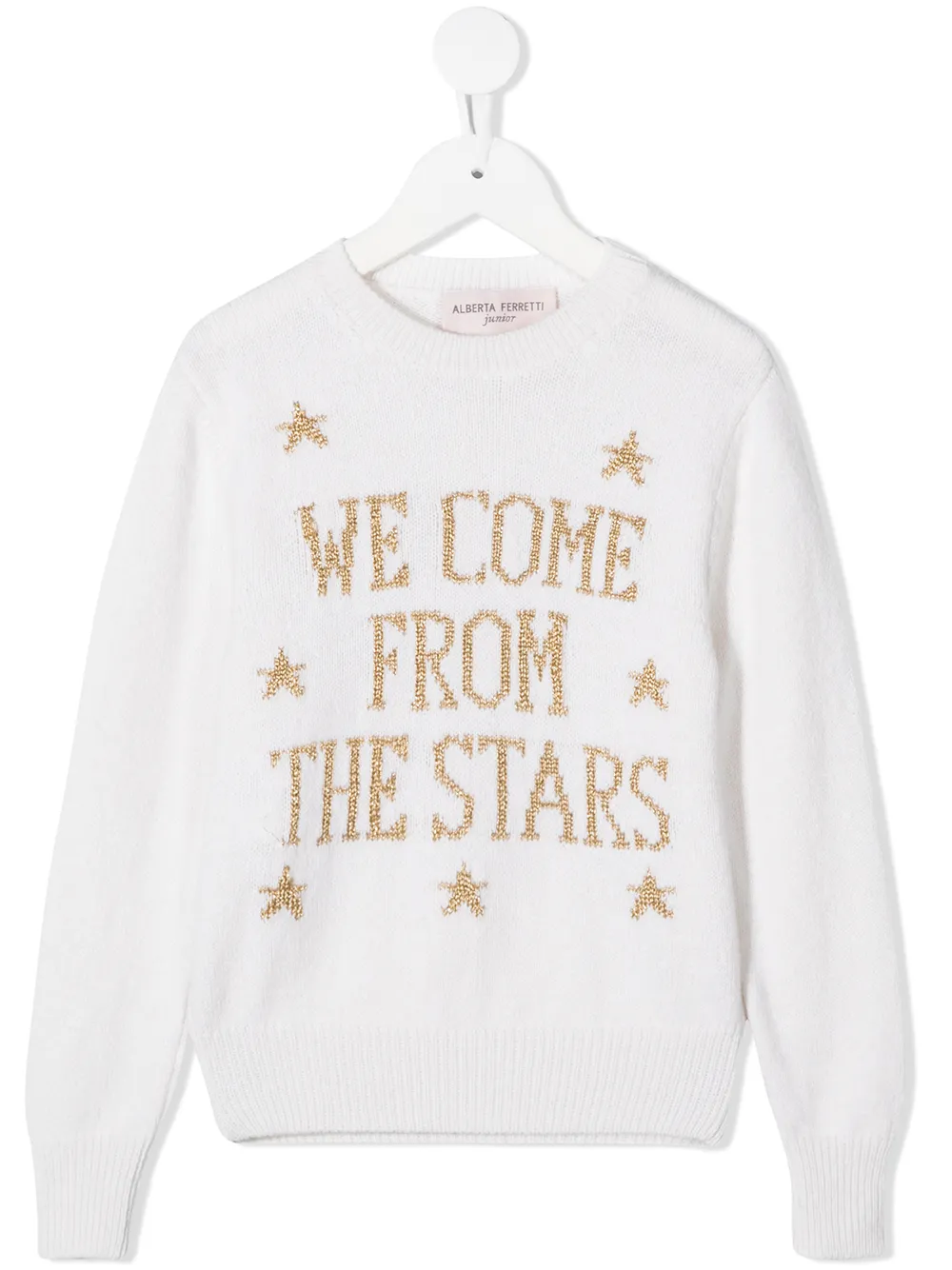 Alberta Ferretti Kids джемпер в рубчик с надписью вязки интарсия