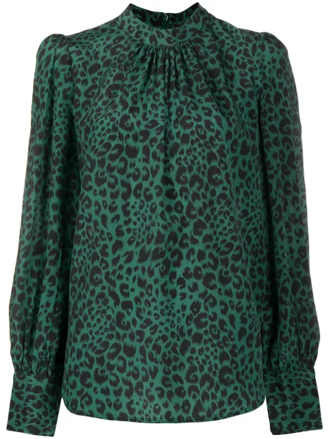 new look green leopard print blouse