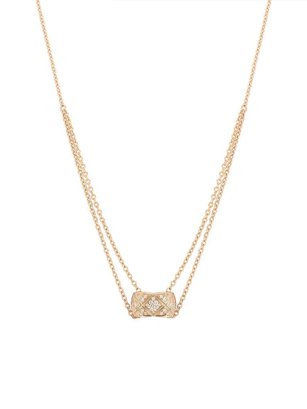 CHANEL Pre-Owned 18kt Rose Gold Coco Crush Quilted Diamond Pendant