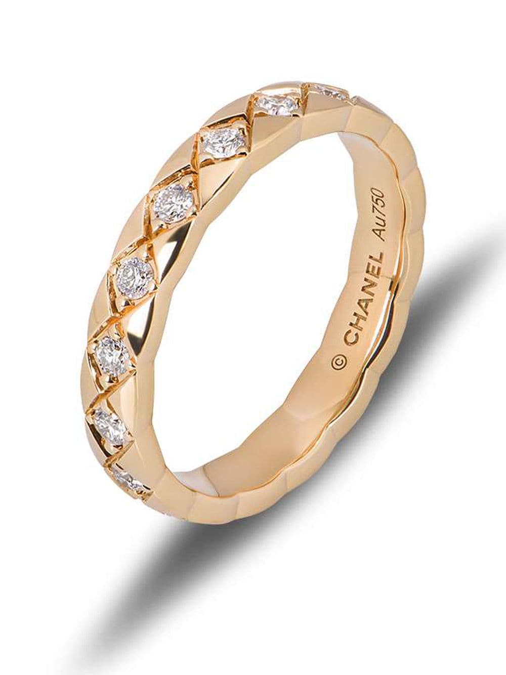 Chanel CoCo Crush Diamond and Gold Matelasse Ring Size 8.5