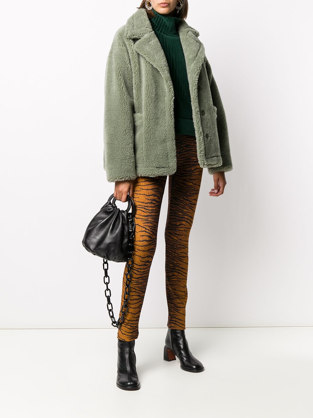 Shop STAND STUDIO midi shearling coat with Express Delivery - FARFETCH
