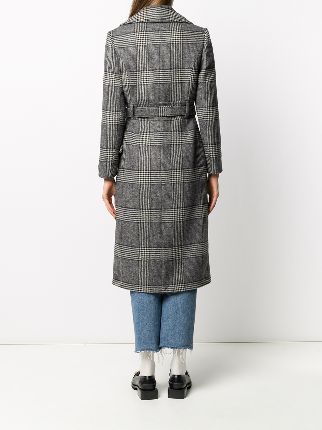 belted check pattern trench coat展示图