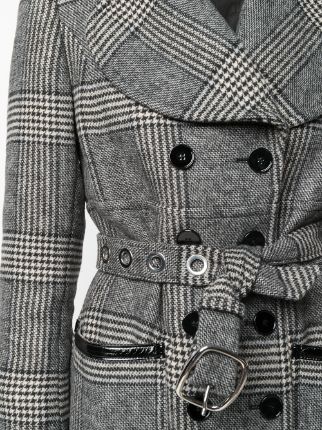 belted check pattern trench coat展示图