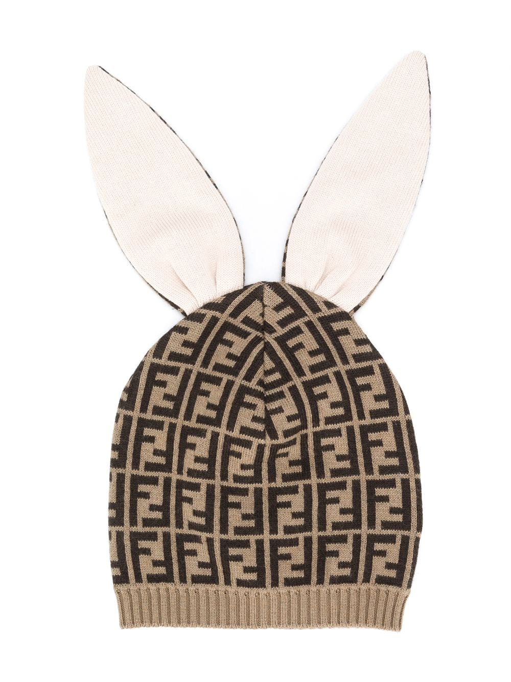 Image 1 of Fendi Kids Double F jacquard bunny-ears hat