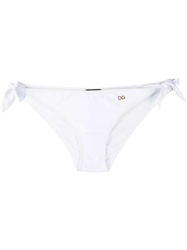 DOLCE&GABBANA スリップ ロゴ プレート ビキニボトム 大人気 Dolce & Gabbana ロゴプレート ビキニボトム | ブラック