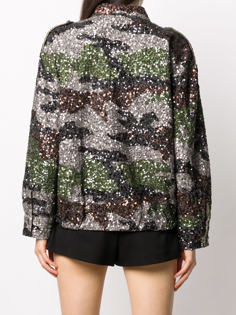 фото Retrofete sequinned camouflage print shirt jacket