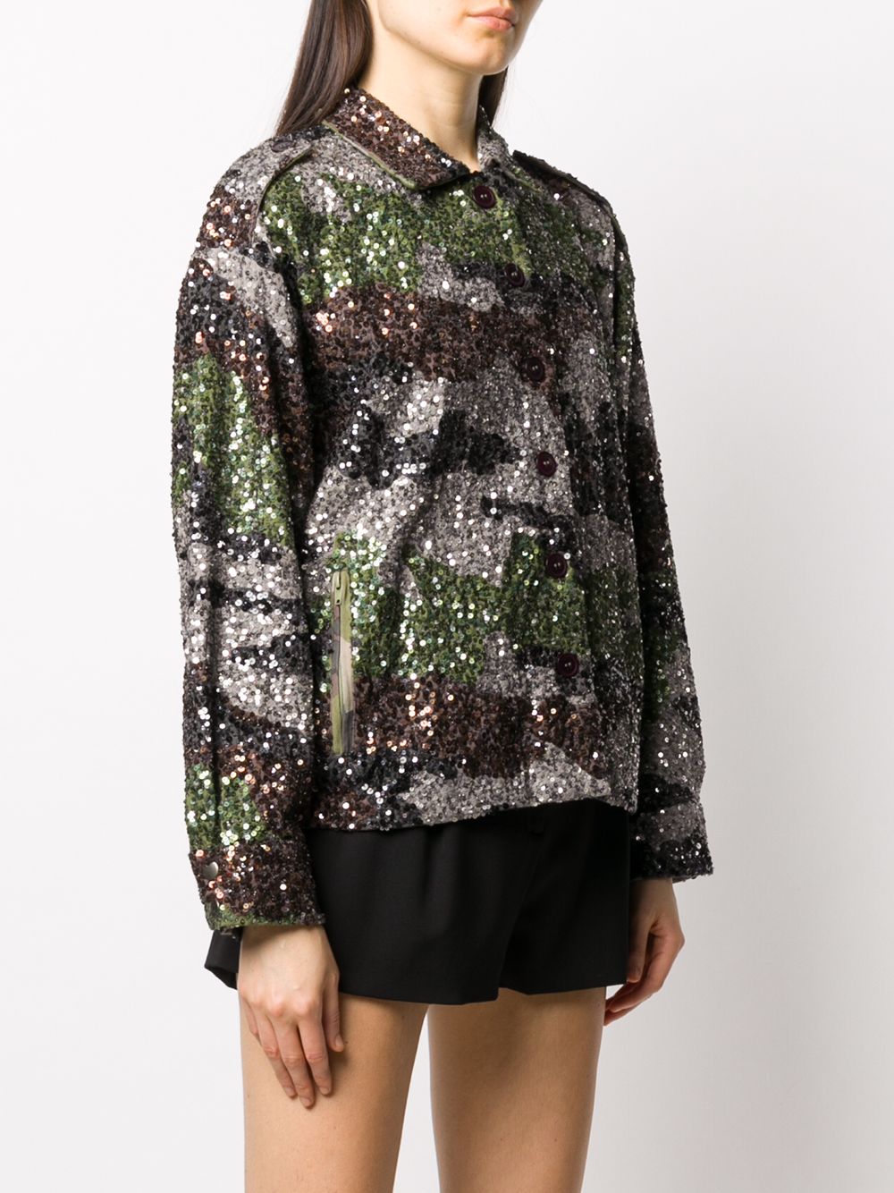 фото Retrofete sequinned camouflage print shirt jacket