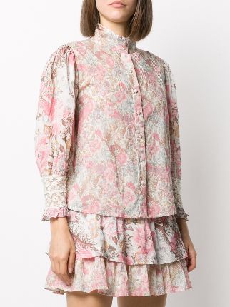 floral-print high-neck blouse展示图