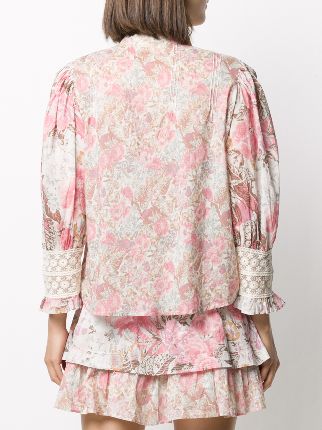 floral-print high-neck blouse展示图