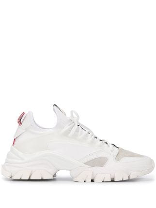 Shop white Moncler logo patch lace-up sneakers with Express Delivery ...